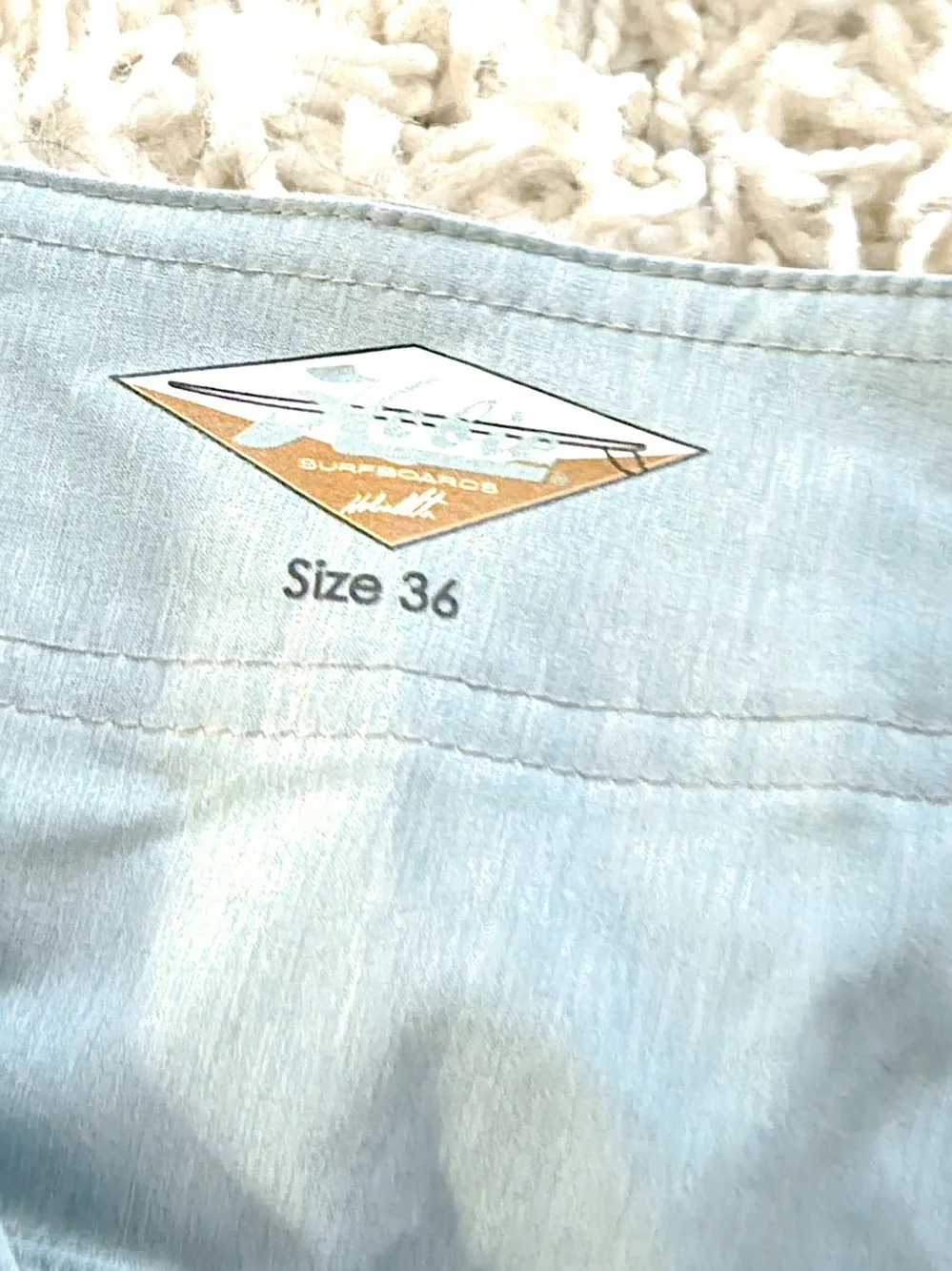 Like New Hobie Mens's Light Green Swim Board Shorts with Gray Waistband